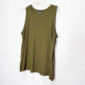 Old Navy Sleeveless Luxe Ribbed High Neck Swing Tank Top in ARBORETUM